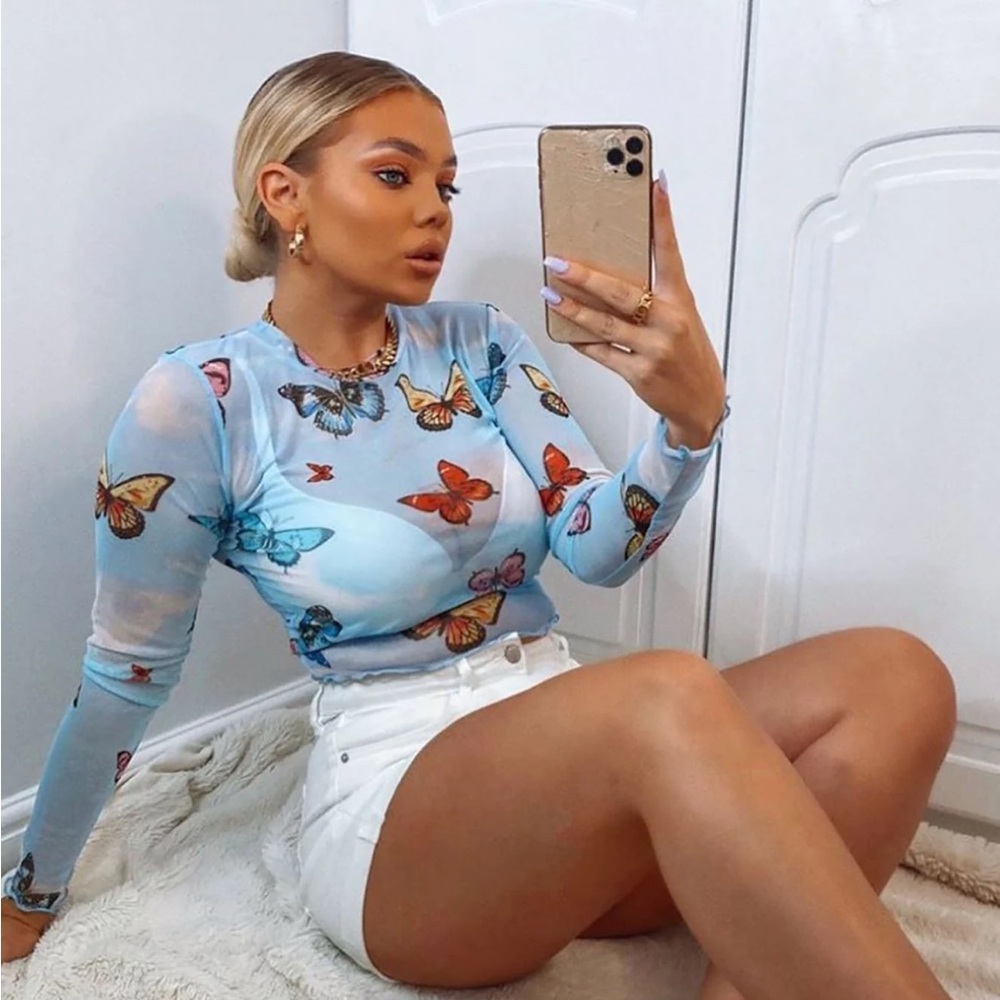 Fashion Nova Mesh Butterfly Top